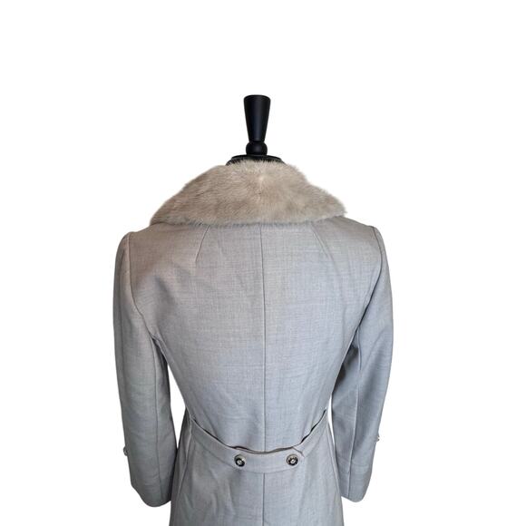 VINTAGE 1950’s YouthCraft Beige Womens Wool Long Coat Mink Fur Collar ILGUW Sz S - Picture 9 of 15